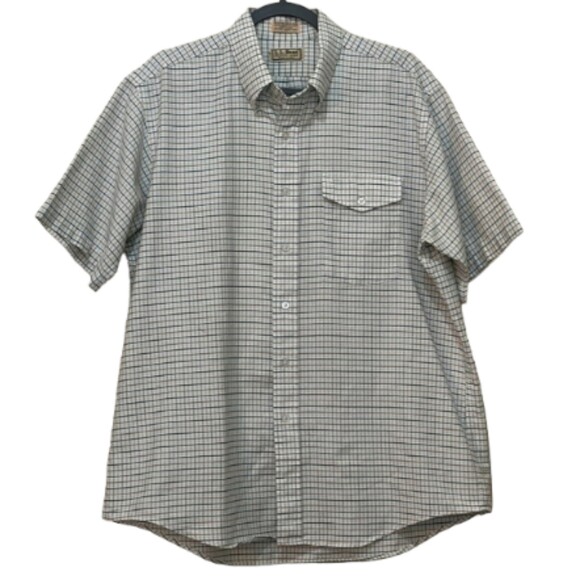 LL Bean Plaid Button Down Shirt Mens Large Collard Short Sleeve Cabin Outdoor - Picture 1 of 12